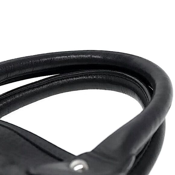 WBALLY Black Leather Trainspotting Work Tote w/ Black Striped Crossbody Strap - Picture 6 of 16